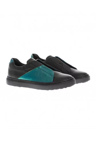 Sneaker derby Mai Mai noir-pétrole, semelle noir pour femme