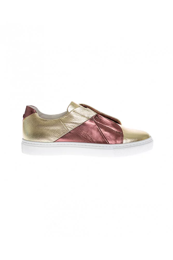 Sneakers Derbies cuir bimatière bicolores 34 1/2 platine