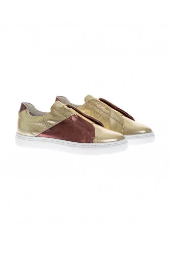 Sneakers-derbies bimaterial leather and multicolor