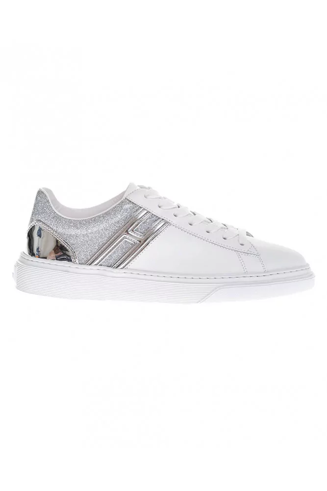 Hogan - Cassetta - Sneakers en cuir avec arrière à paillettes 36 blanc