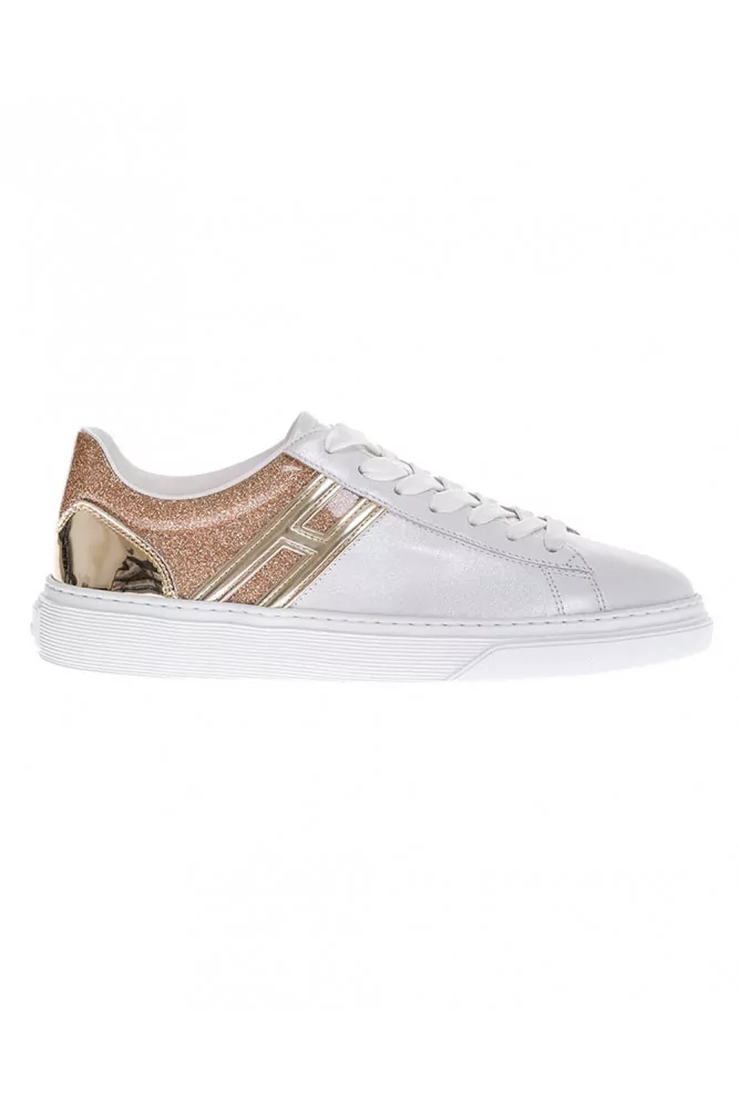 "Cassetta" Leather sneakers with silver glitter