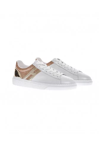 "Cassetta" Leather sneakers with silver glitter