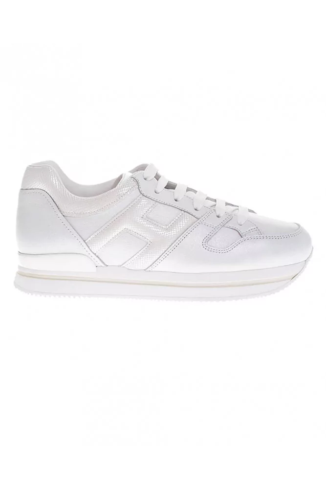 Hogan - H222 - Baskets en cuir et suede avec imprimé lézard 40 36 blanc