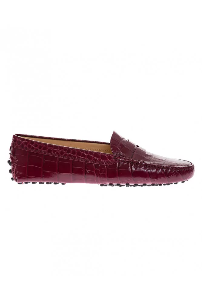 Leather moccasins with crocodile print