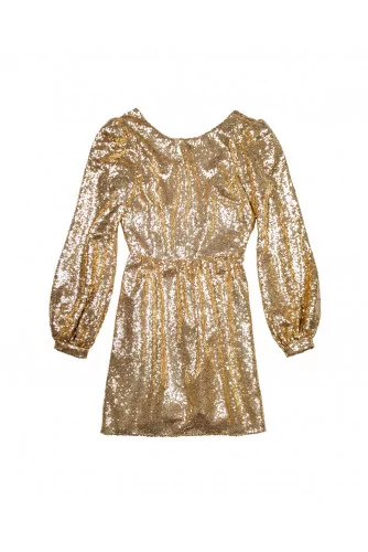 Robe Saloni "Camille" Light Gold pour femme