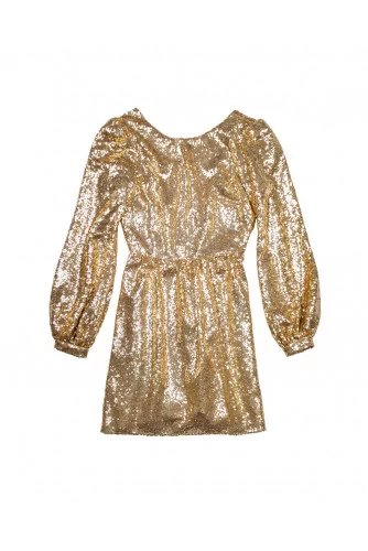 Camille Mini-B - Glittering short dress with deep neckline in the back LS