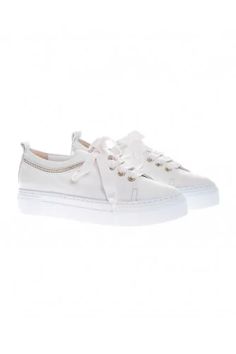 Tennis Jacques Loup blanc avec lacet gros grain avec petit strass pour femme