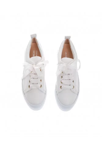 Nappa leather sneakers with strass details and plateform