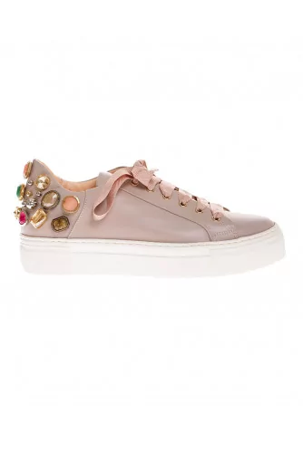 Nappa leather sneakers with platform and details on the buttress