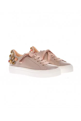 Nappa leather sneakers with platform and details on the buttress