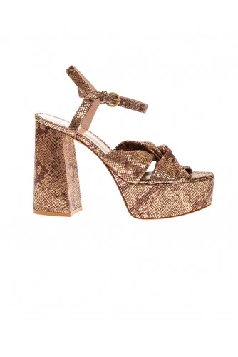 "Zandra" Suede sandals with python print