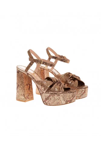 "Zandra" Suede sandals with python print