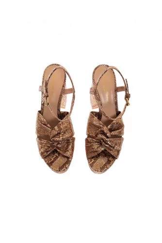 "Zandra" Suede sandals with python print