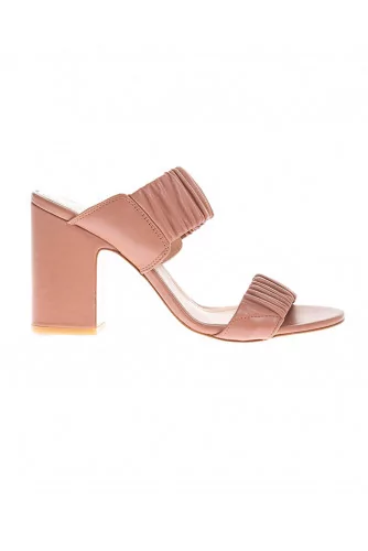 Mule Jacques Loup vieux rose 2 bandes élastiquées talon 9.5 cm pour femme