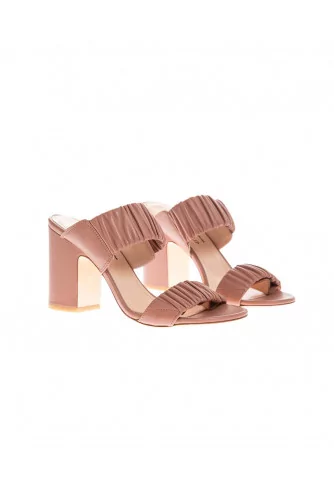 Mule Jacques Loup vieux rose 2 bandes élastiquées talon 9.5 cm pour femme