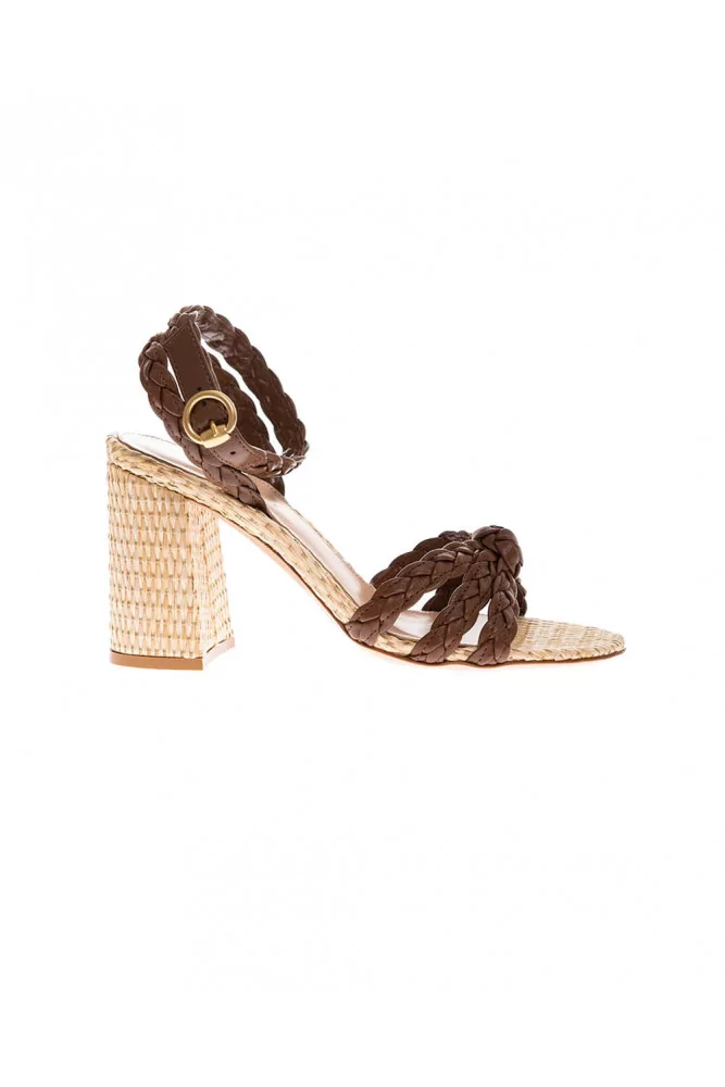 "Bee" Knotted and woven nappa leather sandals 85mm
