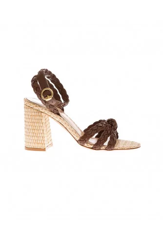 "Bee" Knotted and woven nappa leather sandals 85mm