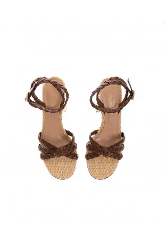 "Bee" Knotted and woven nappa leather sandals 85mm