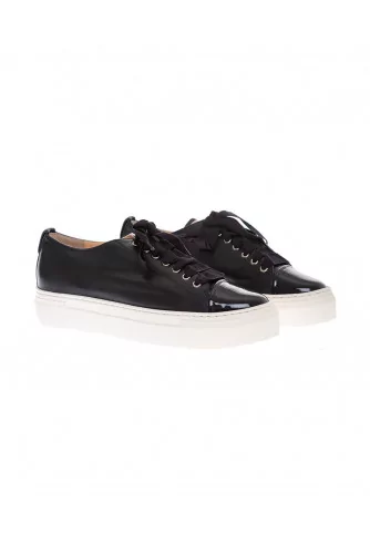 Sneakers nappa leather with patent cap toe 35