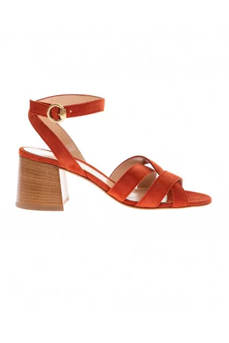 Suede sandals with crossing straps 60mm