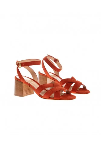 Suede sandals with crossing straps 60mm