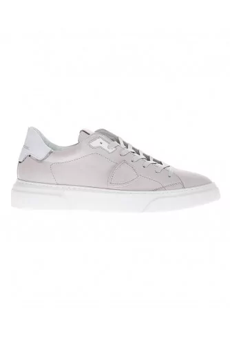 Temple - Natural leather sneakers with white buttress and escutcheon