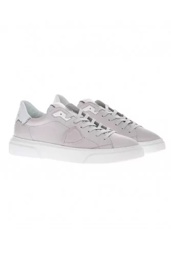 Temple - Natural leather sneakers with white buttress and escutcheon