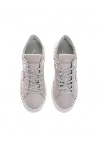 Temple - Natural leather sneakers with white buttress and escutcheon