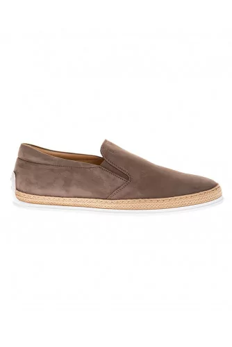 "Pantofola" Nubuck leather slip-ons with weaving and elastic