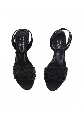 Achat Nappa black colored leather sandals with braided strap - Jacques-loup