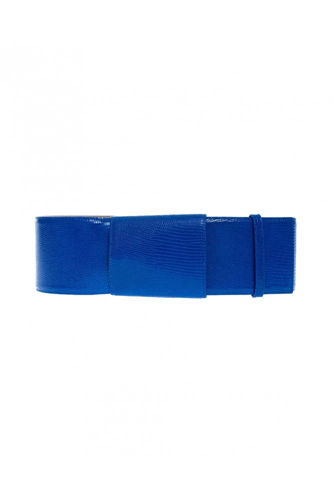 Ceinture en cuir avec imprimé lézard 8 cm de largeur