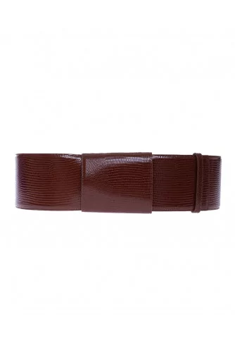 Achat Leather belt with lizard print 8 cm large - Jacques-loup