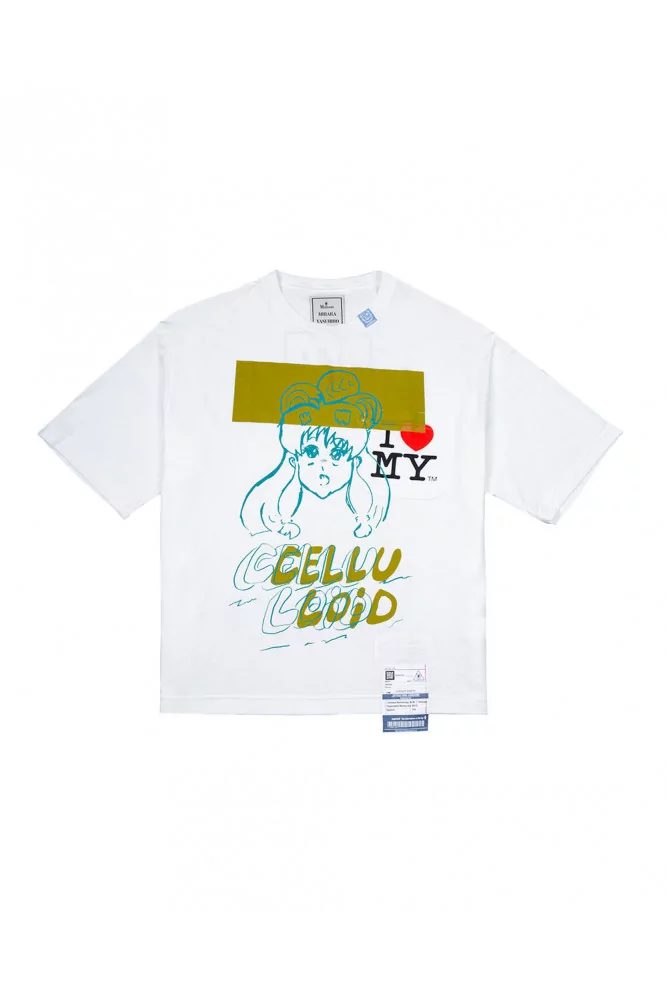 T-shirt Miharayasuhiro blanc et multicolore avec imprimé pour homme