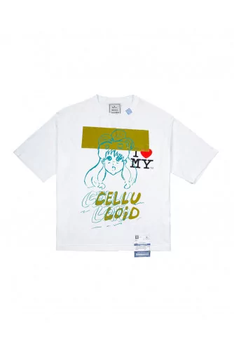 T-shirt Miharayasuhiro blanc et multicolore avec imprimé pour homme