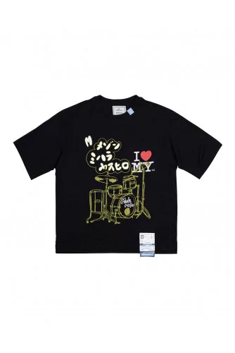 T-shirt Miharayasuhiro noir et multicolore avec imprimé pour homme