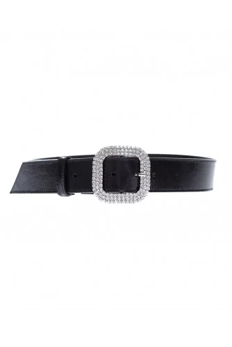 Ceinture large Kate Cate noir boucle en swarovsky pour femme