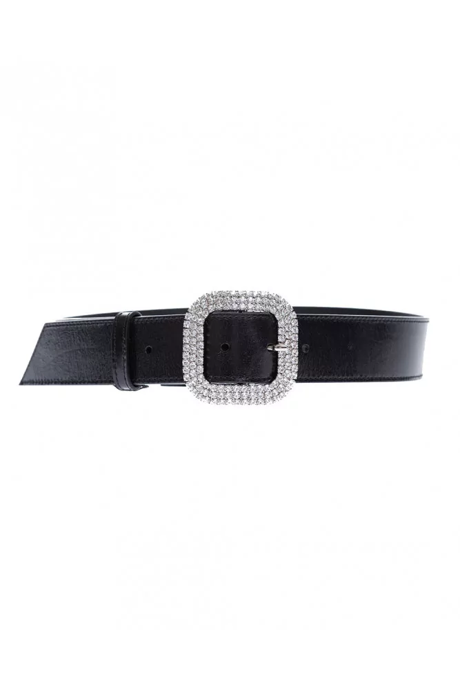 Ceinture large Kate Cate noir boucle en swarovsky pour femme