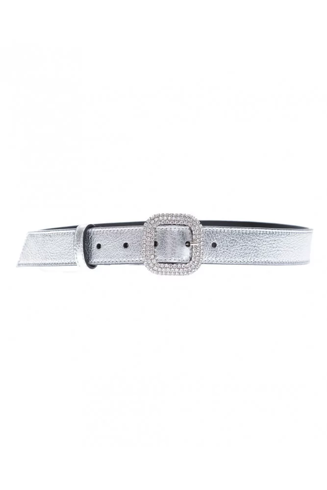 Kate Cate - Ceinture fine en cuir nappa avec boucle swarovski 80 argent
