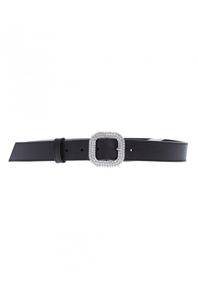 Kate Cate - Ceinture en cuir nappa boucle en Swarovski 75 noir