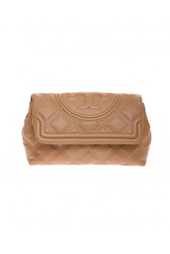 Nappa leather quilted clutch bag with flap