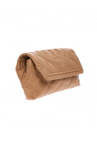 Pochette en cuir nappa matelassée avec rabat