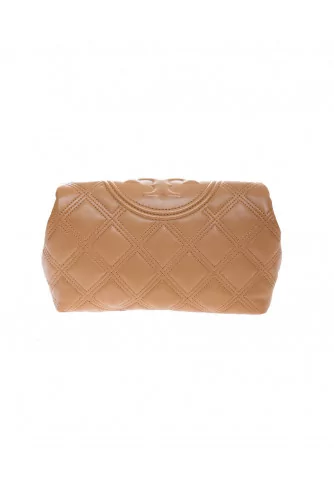 Nappa leather quilted clutch bag with flap