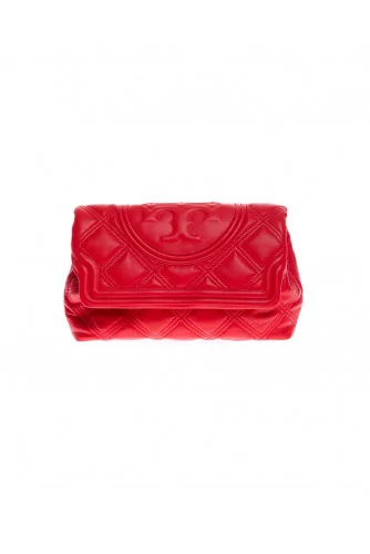 Fleming Clutch of Tory Burch - Red quilted clutch bag with flap for women