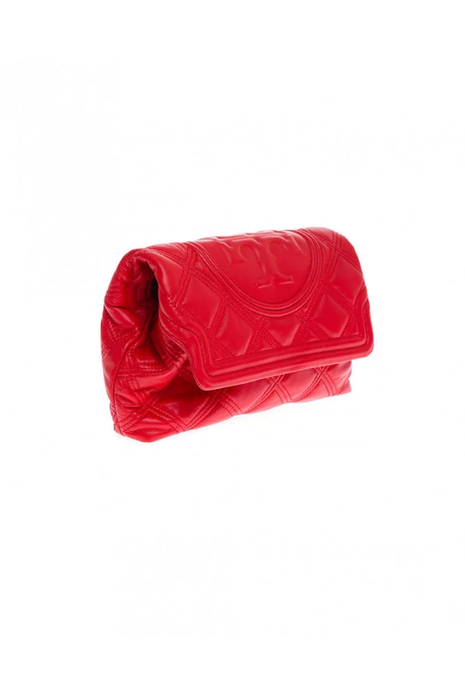 Fleming Clutch of Tory Burch - Red quilted clutch bag with flap for women