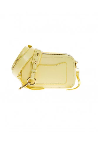 Soft Shot 21 - Rectangular grained leather bag with golden logo