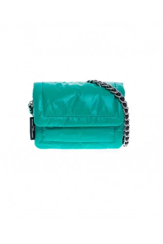 Mini Pillow - Crinkled leather fleece bag with chain