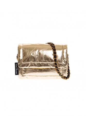 Mini Pillow - Crinkled leather fleece bag with chain