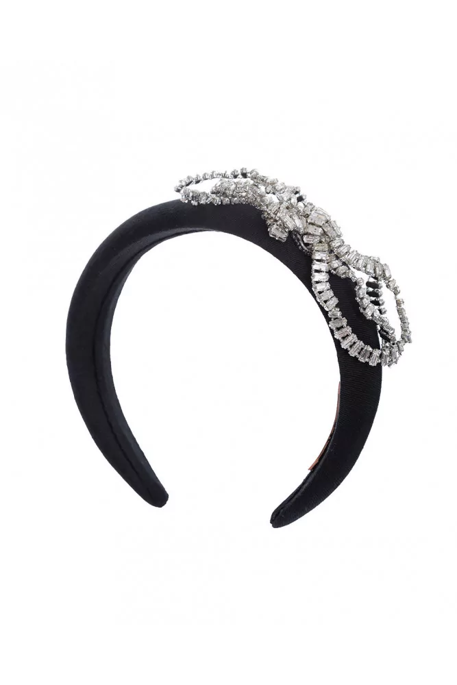 Serre-tête N° 21 noir avec noeud en swarovsky pour femme noir S