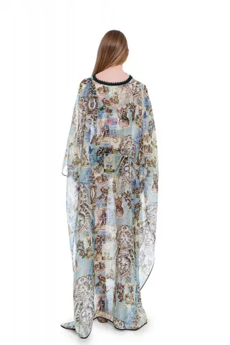 "Gige" silk and cotton Kaftan with V neckline