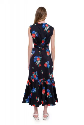 Cotton dress knotted at the waist with floral print